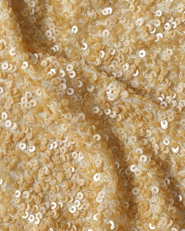 Champagne Gold Silk Georgette Sequin Fabric 110cm