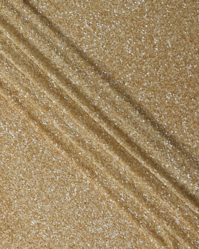 Champagne Gold Silk Georgette Sequin Fabric 110cm