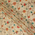 Beige Multicolor Floral Vine Print Viscose Crepe Fabric, Elegant Botanical Branch Pattern Soft Flowing Viscose Crepe Material for Apparel Sewing Dressmaking, 110 Cms Width, Made In India-D28458