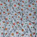 Sky Blue Multicolor Floral Vine Print Viscose Crepe Fabric, Elegant Botanical Branch Pattern Soft Flowing Viscose Crepe Material for Apparel Sewing Dressmaking, 110 Cms Width, Made In India-D28459