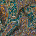 Teal Paisley Silk Crepe Fabric 110cm India