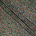 Teal Paisley Silk Crepe Fabric 110cm India