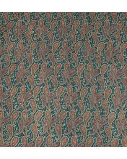 Teal Paisley Silk Crepe Fabric 110cm India
