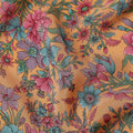 Orange Floral Silk Crepe Fabric 110cm India