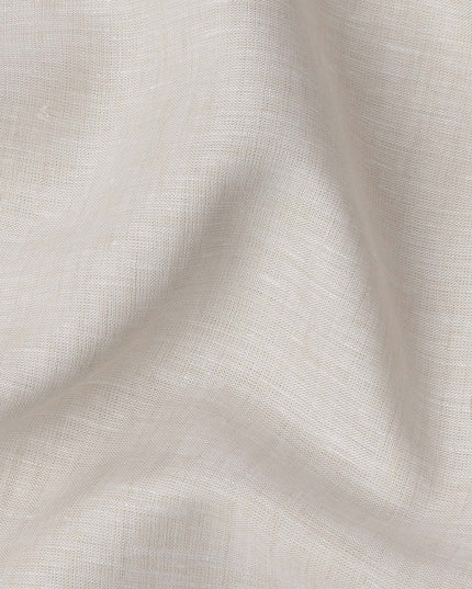 قماش كتان نقي فاخر بلون بيج فاتح، تصميم سادة، 60 ليا، عرض 150 سم، الهند - D25548