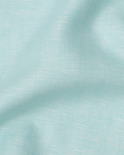 قماش كتان نقي فاخر أزرق مائي، 60 ليا، تصميم سادة، عرض 150 سم، الهند - D25550