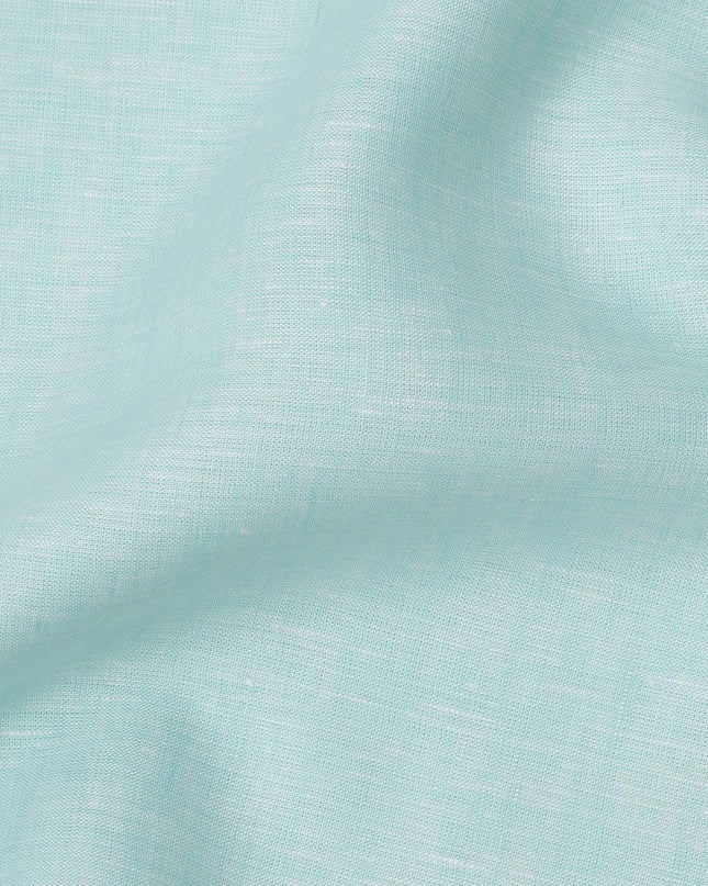 Aqua Blue Premium Pure Linen Fabric 60 Lea Plain Solid Design, 150 Cms Width, India-D25550
