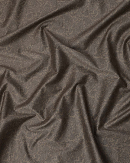 Brown with Black Paisley Print Blended Cotton Shirting Fabric, 150 Cms, India-D25150