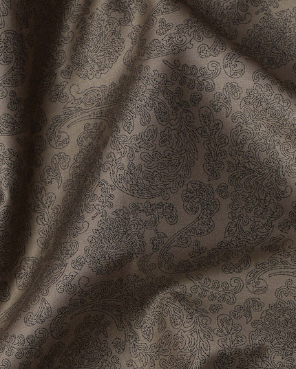 Brown with Black Paisley Print Blended Cotton Shirting Fabric, 150 Cms, India-D25150