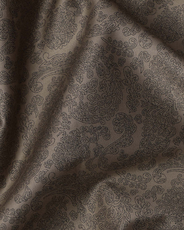 Brown with Black Paisley Print Blended Cotton Shirting Fabric, 150 Cms, India-D25150