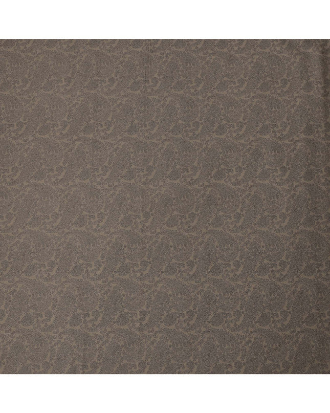 Brown with Black Paisley Print Blended Cotton Shirting Fabric, 150 Cms, India-D25150