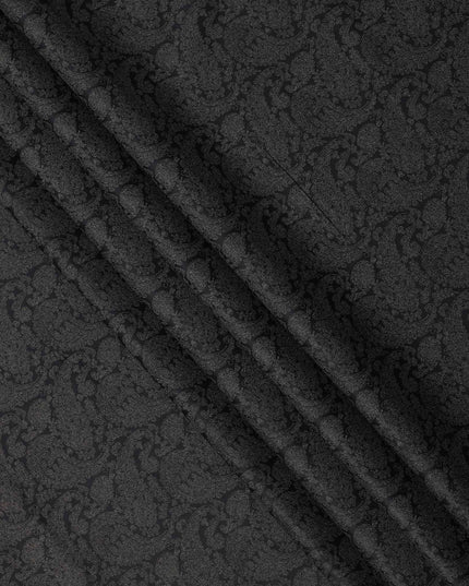 Black with Gold Paisley Print Blended Cotton Shirting Fabric, 150 Cms, India-D25148