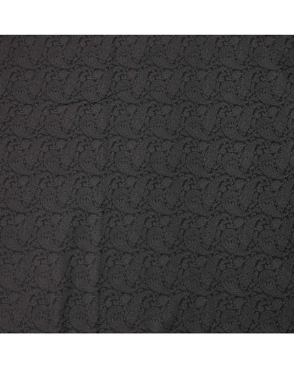 Black with Gold Paisley Print Blended Cotton Shirting Fabric, 150 Cms, India-D25148