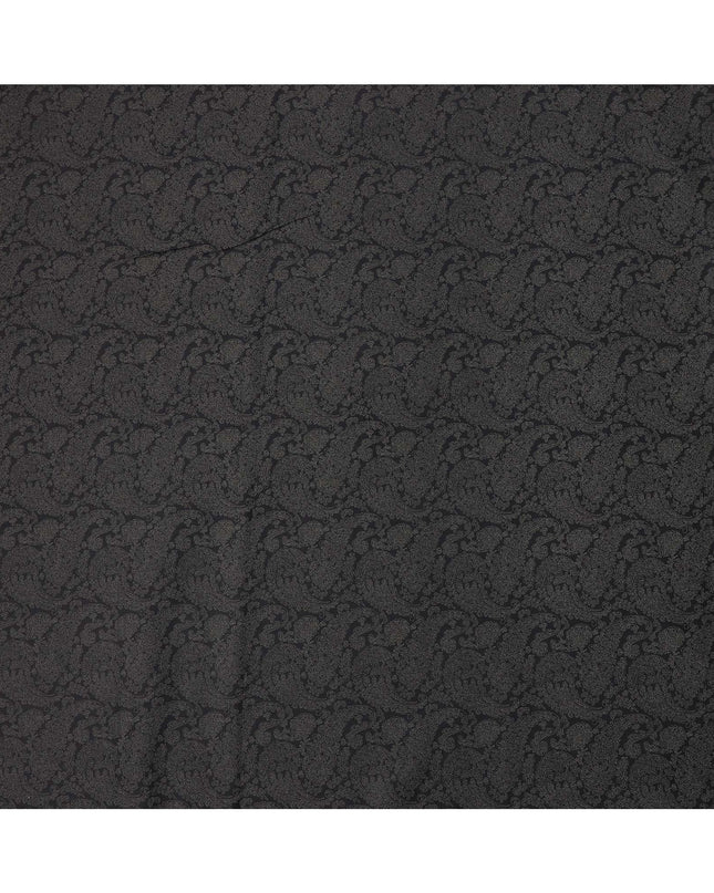 Black with Gold Paisley Print Blended Cotton Shirting Fabric, 150 Cms, India-D25148