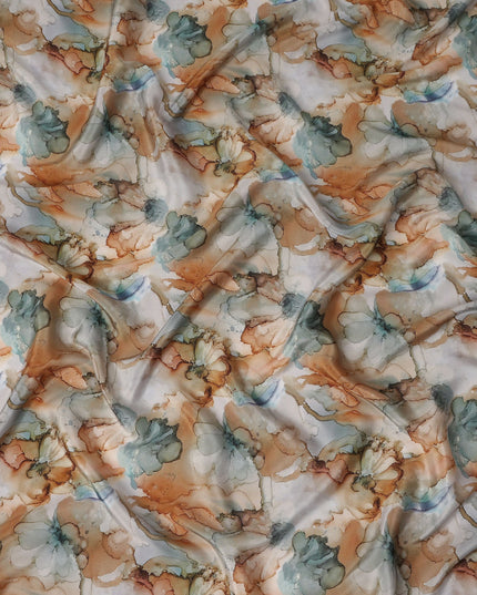 Cream Abstract Watercolor Printed Viscose Crepe Fabric 110 Cms Width Made in India-D27578