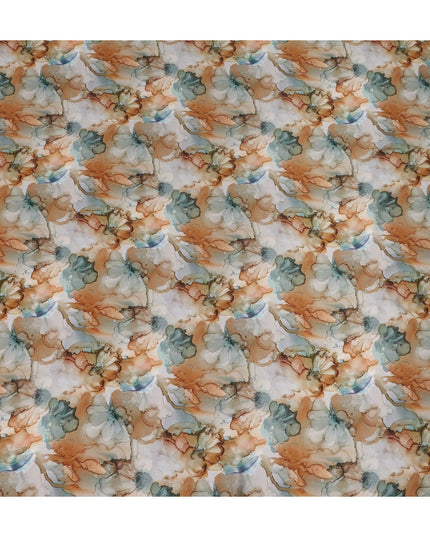 Cream Abstract Watercolor Printed Viscose Crepe Fabric 110 Cms Width Made in India-D27578