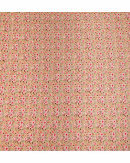 Beige Floral Viscose Crepe Fabric 110cm - 0502749
