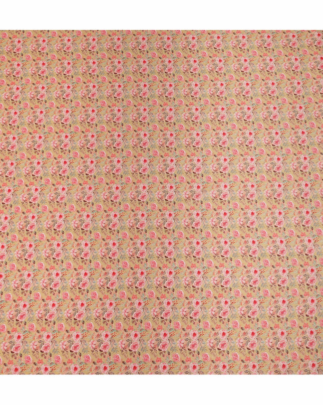 Beige Floral Viscose Crepe Fabric 110cm - 0502749