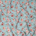 Sky Blue Soft Floral Printed Viscose Crepe Fabric 110 Cms Width Made in India-D27580