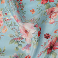 Sky Blue Soft Floral Printed Viscose Crepe Fabric 110 Cms Width Made in India-D27580