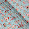 Sky Blue Soft Floral Printed Viscose Crepe Fabric 110 Cms Width Made in India-D27580