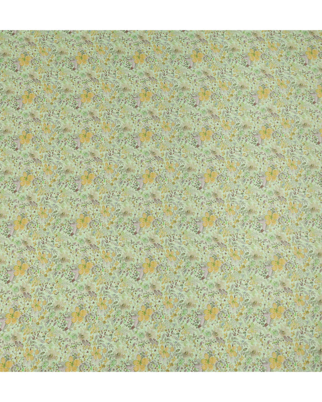 Mint Green Ditsy Floral Printed Viscose Crepe Fabric 110 Cms Width Made in India-D27579