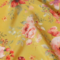 Mustard Yellow Floral Printed Viscose Crepe Fabric 110 Cms Width Made in India-D27582