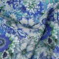 Blue Floral Printed Viscose Crepe 110cm