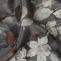 Grey Floral Viscose Crepe Fabric 110cm - 0502930