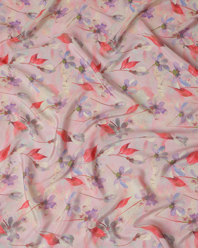 Pink Floral Printed Viscose Crepe 110cm