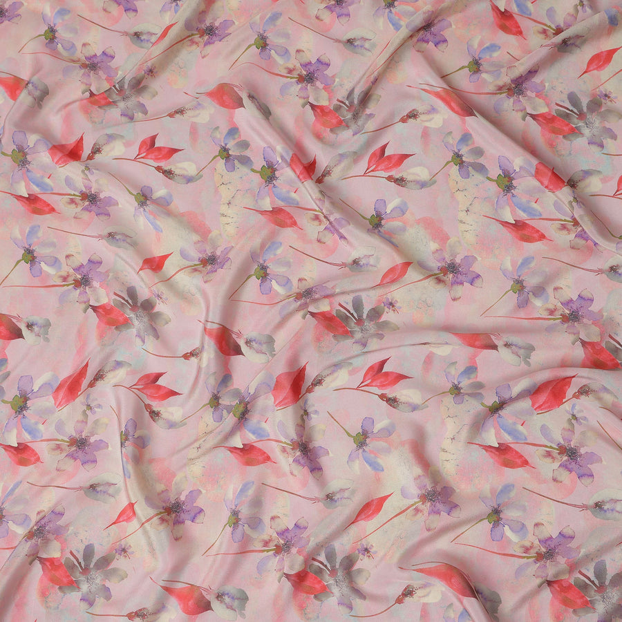 Pink Floral Printed Viscose Crepe 110cm