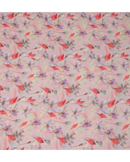 Pink Floral Printed Viscose Crepe 110cm