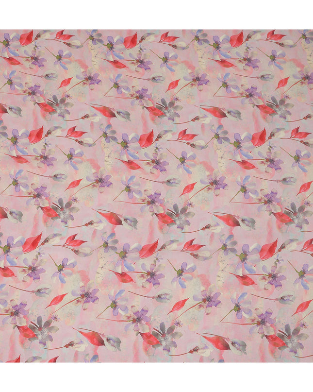 Pink Floral Printed Viscose Crepe 110cm