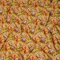 Mustard Yellow Bold Floral Printed Viscose Crepe Fabric 110 Cms Width Made in India-D27581