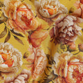 Mustard Yellow Bold Floral Printed Viscose Crepe Fabric 110 Cms Width Made in India-D27581