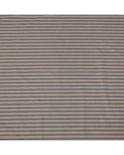 Brown and Grey Horizontal Striped Cotton Shirting Fabric, Width 150 Cms, Made in Japan-D26055