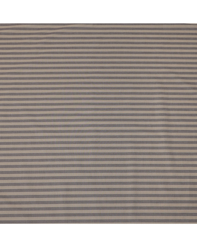 Brown and Grey Horizontal Striped Cotton Shirting Fabric, Width 150 Cms, Made in Japan-D26055