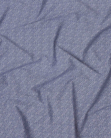 Blue and White Geometric Print Blended Cotton Shirting Fabric, 150 Cms, India-D25144