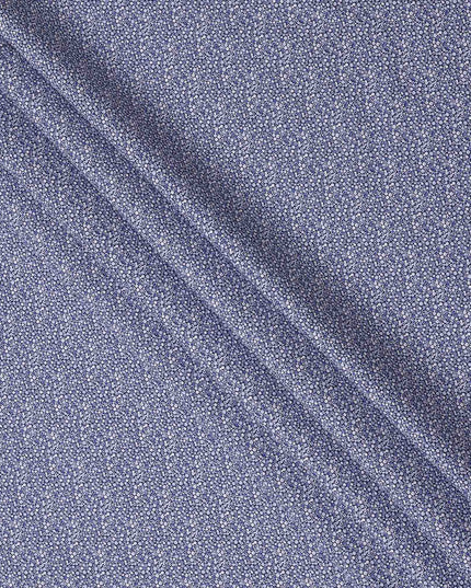 Blue and White Geometric Print Blended Cotton Shirting Fabric, 150 Cms, India-D25144