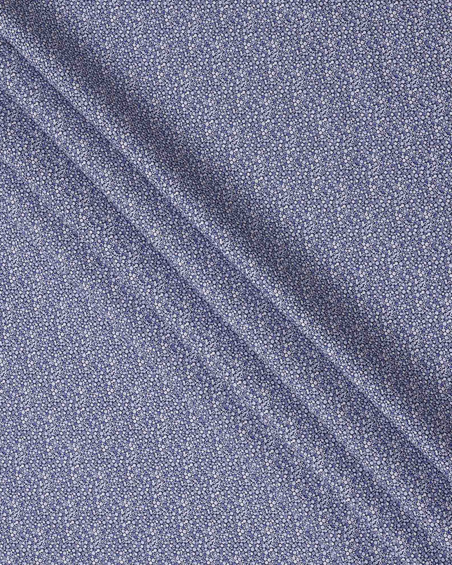Blue and White Geometric Print Blended Cotton Shirting Fabric, 150 Cms, India-D25144