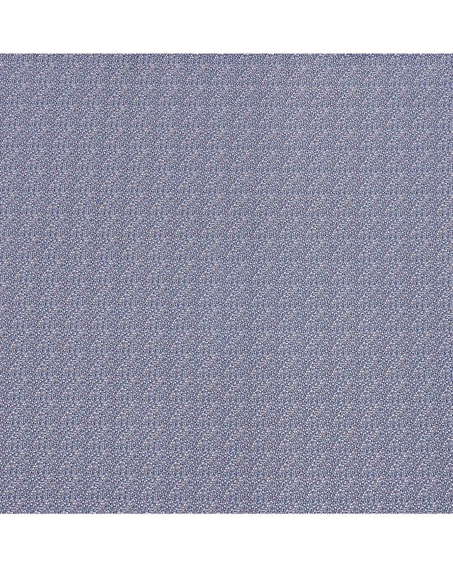 Blue and White Geometric Print Blended Cotton Shirting Fabric, 150 Cms, India-D25144