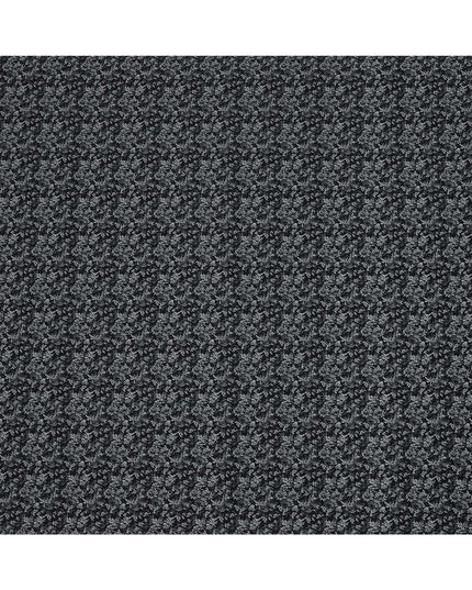 Black and Grey Leaf Print Blended Cotton Shirting Fabric, 150 Cms, India-D25145
