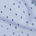 Blue and White Striped with Animal Motif Print Blended Cotton Shirting Fabric, 150 Cms, India-D25147