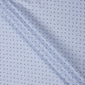 Blue and White Striped with Animal Motif Print Blended Cotton Shirting Fabric, 150 Cms, India-D25147