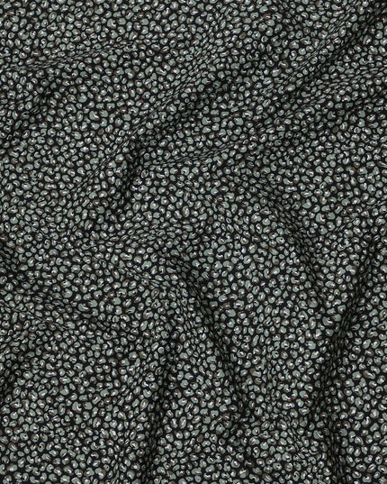 Black with Green and White Animal Print Blended Cotton Shirting Fabric, 150 Cms, India-D25151