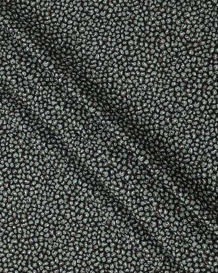 Black with Green and White Animal Print Blended Cotton Shirting Fabric, 150 Cms, India-D25151
