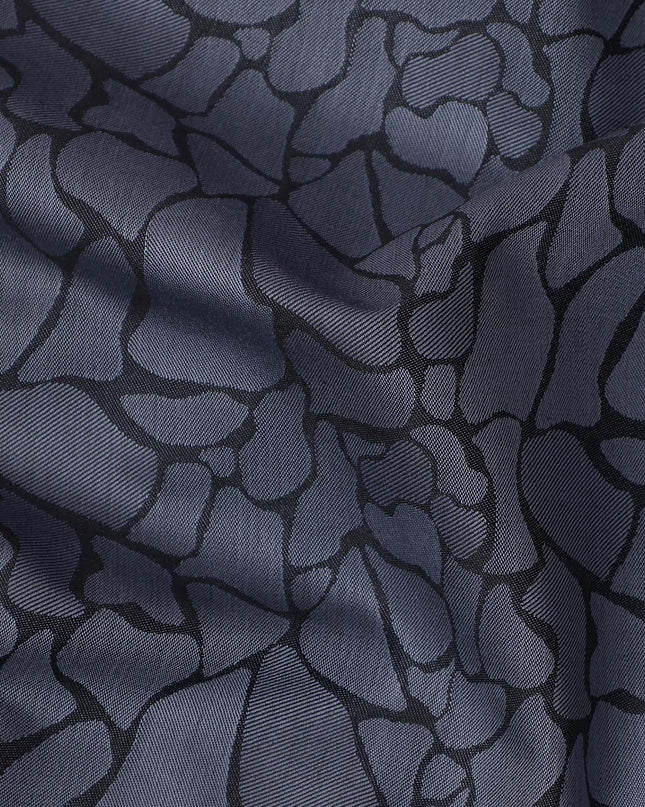 Grey Abstract Print Blended Cotton Shirting Fabric, 150 Cms, India-D25143