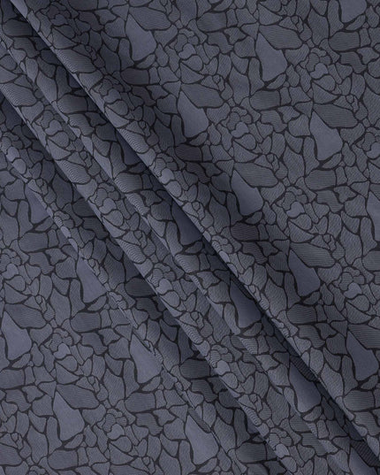 Grey Abstract Print Blended Cotton Shirting Fabric, 150 Cms, India-D25143