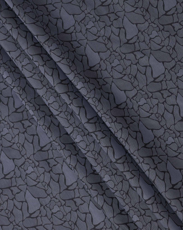 Grey Abstract Print Blended Cotton Shirting Fabric, 150 Cms, India-D25143