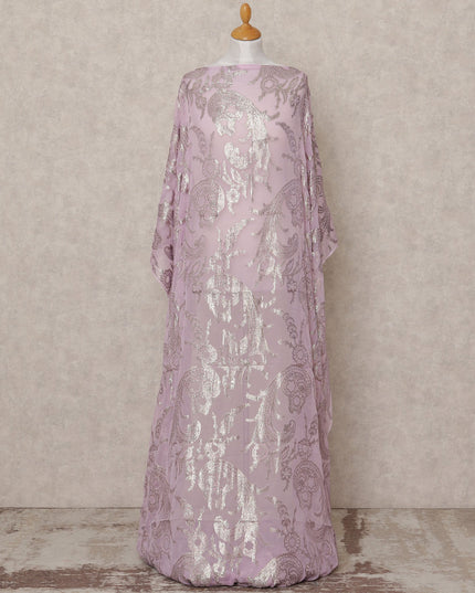 Lilac Somali Premium Silk Chiffon Dirac Fabric with Metallic Lurex – 3.5 Mtrs, Width 140 Cms, Made in South Korea-D24589